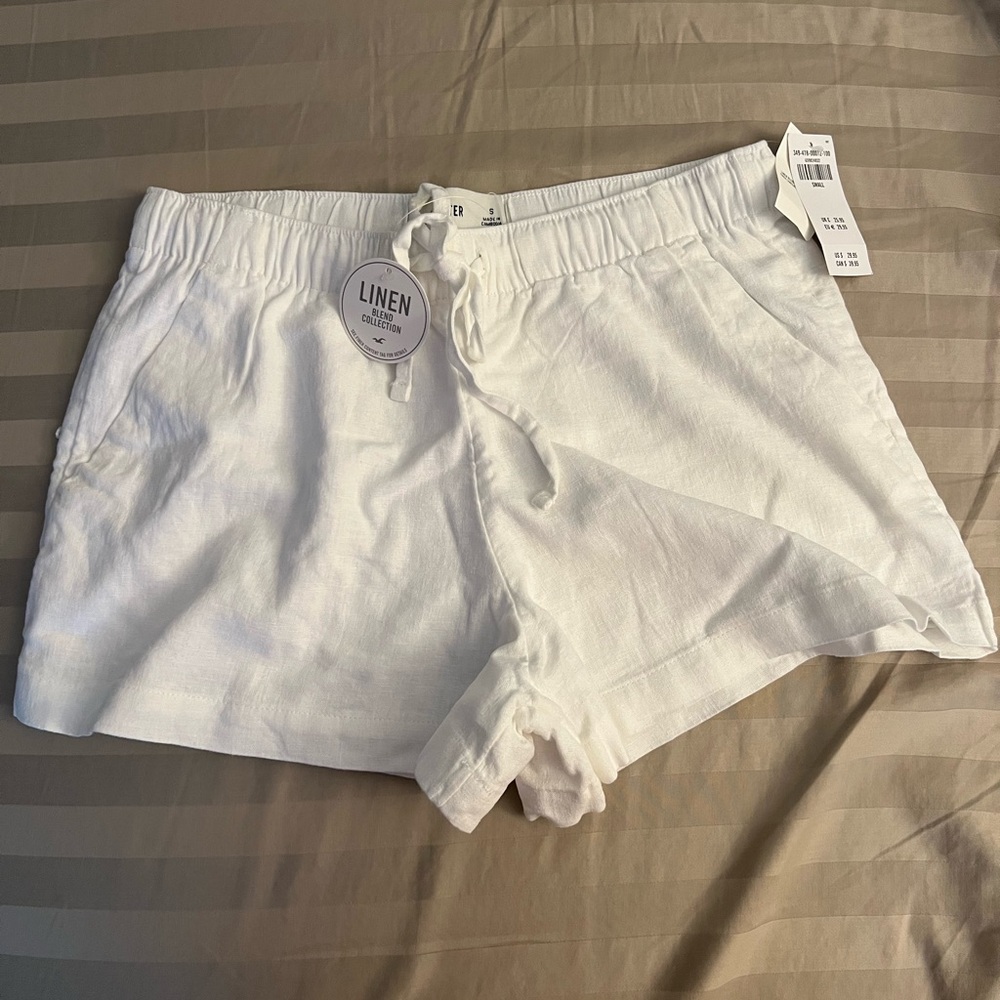 Hollister Women's High Waist White Linen Shorts